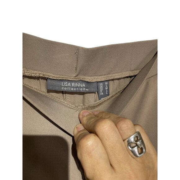 Lisa Rinna Women's Relaxed Fit Wide Leg Flowy Timeless Pants Brown Size M - Picture 3 of 5